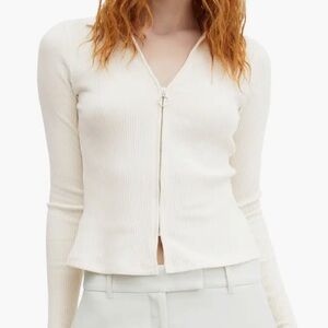 Mango Ribbed Zip-Up Cardigan